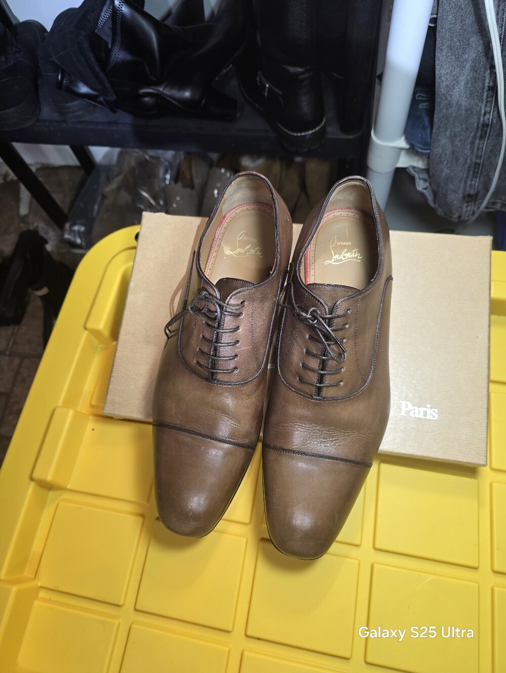 Christian Louboutin Brown Leather Cap-Toe Oxford Dress Shoes
